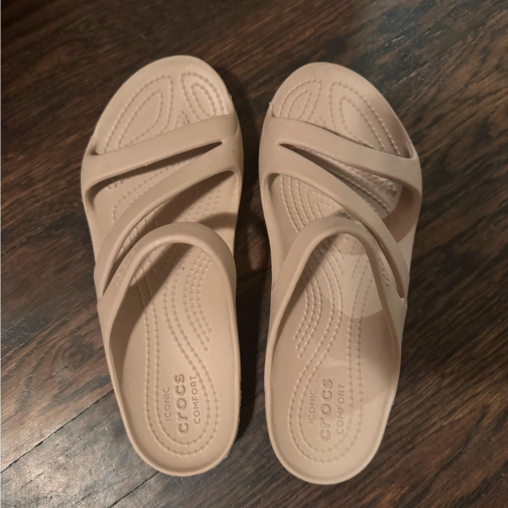CROCS Tan Slide Sandals